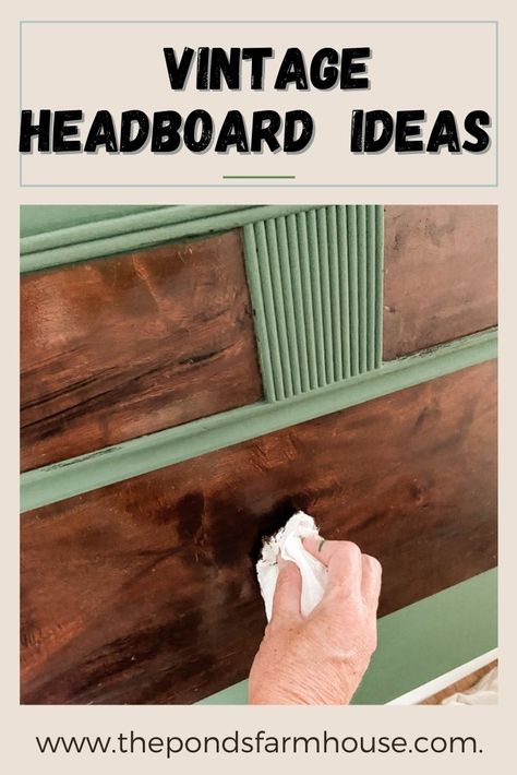 How to use vintage headboard ideas which will create extra space within a small bedroom as well as how to makeover the headboard. Tiny Bedroom ideas, antique headboard, farmhouse style, repurposed furniture. #diyhomedecor #vintageheadboard #antiqueheadboard #repurposedfurniture Vintage Headboard Makeover, Headboard Refinish Ideas, Vintage Headboard Ideas, Refinished Headboard, Headboard Redo, Painted Wood Headboard, Upcycle Headboard, Headboard Makeover, Vintage Headboard