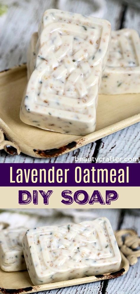 Oatmeal Soap Recipe, Homemade Soap Recipe, Lavender Oatmeal, Melt And Pour Soap Base, Diy Oatmeal, Diy Soap Bars, Easy Soap Recipes, Recipe For Beginners, Diy Soap Recipe