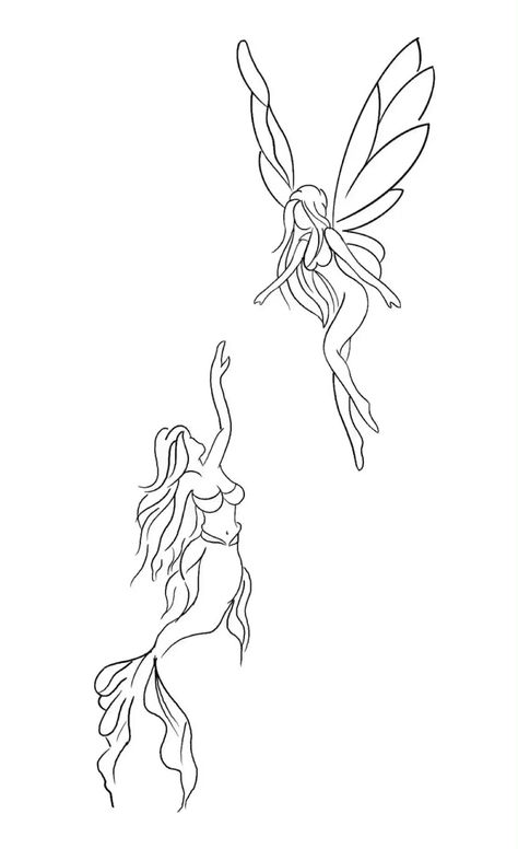 Siren Drawing, Siren Tattoo, Small Chest Tattoos, Small Girly Tattoos, Fairy Tattoo Designs, Sketch Tattoo Design, Cute Tiny Tattoos, Tattoo Stencil Outline, Tattoo Style Drawings