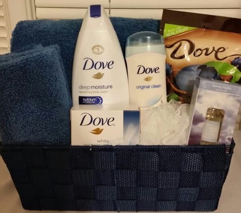 Dove gift basket for her Gift Basket For Her, Mothers Day Baskets, Christmas Gift Baskets Diy, Gifts Baskets, Sister Wedding Gift, Raffle Baskets, Gift Baskets For Women, Themed Gift Baskets, Diy Gift Baskets