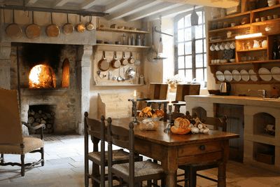 French farm tables, friendships, and franquettes   (franquette:  French dictionary) French Kitchen Inspiration, Kitchen Fireplaces, Scullery Ideas, Historical Kitchen, Old Farmhouse Kitchen, Small Farmhouse Kitchen, Trendy Farmhouse Kitchen, Kitchen French, Dining Room French