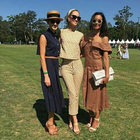 One of our favourite looks from today's Polo in the City, Brisbane  love these gorgeous brown tones regram @lindsayridings #whattoweartothepolo #polostyle #polobrisbane #polointhecity #polo #horsepolo #streetstyle #ootd #brisbanestyle Polo Chic Outfits, Polo Outfits For Women Summer, Polo Game Outfit, Fall Polo Match Outfit, Polo Classic Theme Party Outfit Women, Polo Attire Women, Polo Event Outfits For Black Women, Polo Game Outfits For Women, Polo Club Outfit Women