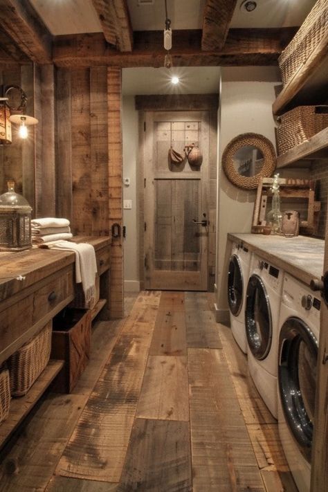 Cabin Laundry Room, Landry Room, Country Laundry Rooms, Ranch House Decor, Fresh Laundry, Barn House Design, Barn Style House Plans, Dream Life House, Rustic Home Design