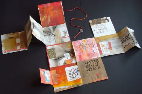 5 livros de artista - KirstenHorel Paint Stencils, Paper Pocket, Accordion Book, Miniature Books, Work Inspiration, Diy Book, Recycling Bins, Artist Books, Folded Up