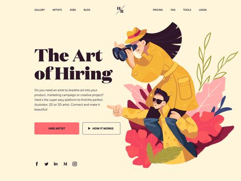 Hiring Artists Website Design by tubik Interaction Design, Web Layout, Website Illustration, Web Design Trends, Illustration Design Graphique, Website Color Schemes, Mises En Page Design Graphique, Web Design Examples, Web Layout Design