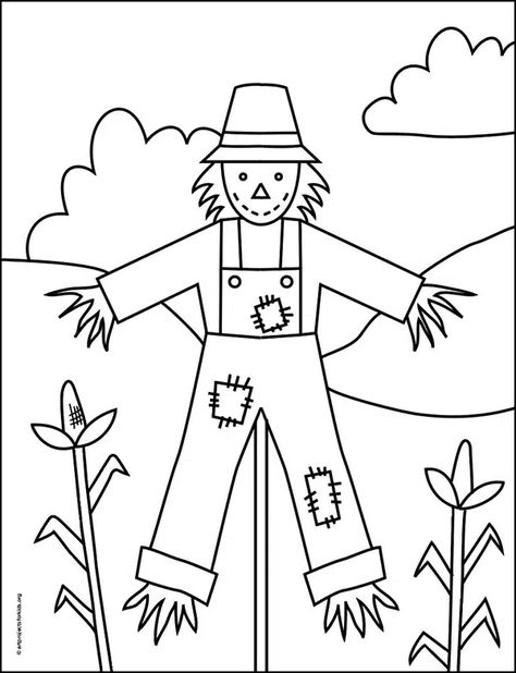 Scarecrow Coloring Pages, Scarecrow Drawing, Thanksgiving Drawings, Crows Drawing, Hand Art Kids, Valentine Coloring Pages, Kitty Coloring, Spring Coloring Pages, Horse Coloring Pages