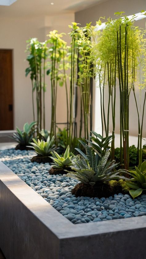 Transform your living space with these modern indoor garden ideas for apartments Discover DIY cafe-inspired house architecture ideas for apartments small party Japanese designs Japanese Garden Indoor, Bamboo Plant Indoor Decor, Small Jungle Garden Ideas, Indoor Japanese Garden, Modern Indoor Garden, Bamboo Plant Indoor, Indoor Zen Garden, Zen Landscape, Ideas For Apartments