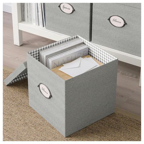 KVARNVIK Storage box with lid - gray - IKEA