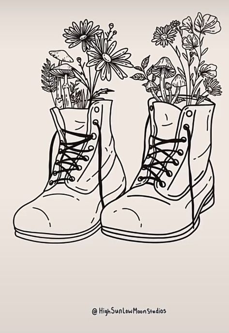 Boots Tattoo, Flor Tattoo, Wrist Tattoo Ideas, Wrist Tattoo Designs, Hippie Tattoo, Hiking Tattoo, Single Needle Tattoo, Muster Tattoos, Adventure Boots