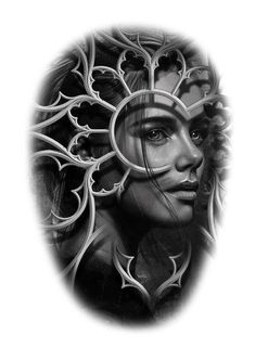 Photoshop Tattoo, Filigree Tattoo, Girl Face Tattoo, Statue Tattoo, Geniale Tattoos, Greek Tattoos, Dark Art Tattoo, Tattoo Project, Custom Tattoo Design