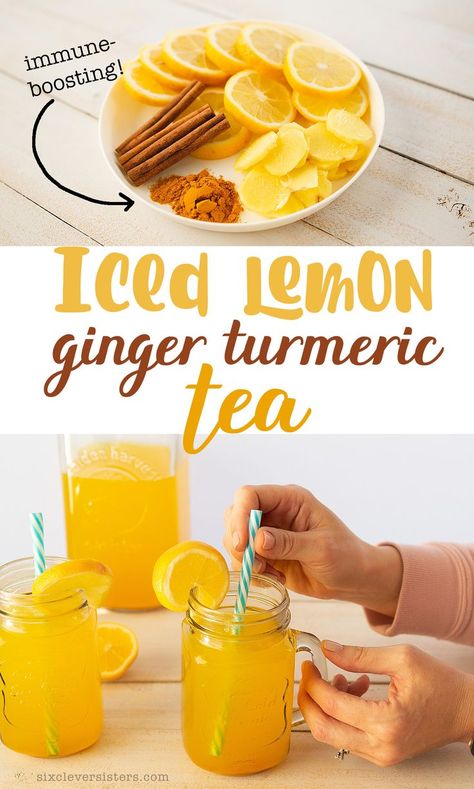 Lemon Ginger Turmeric Tea, Immune Boosting Tea, Ginger Turmeric Tea, Lemon Ginger Turmeric, Turmeric Tea Benefits, Turmeric Tea Recipe, Turmeric Water, Turmeric Tea, Ginger Turmeric