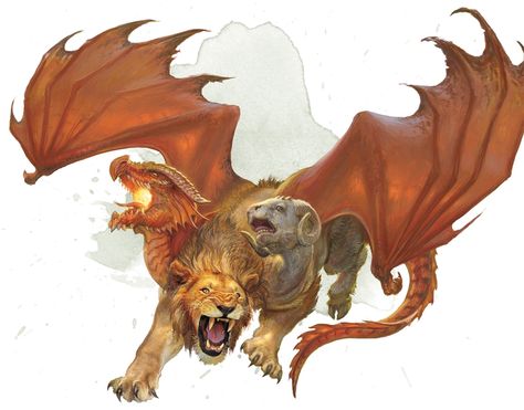 Problem: There are too many creatures to choose from in DnD 5e. Solution: Smash a bunch of them together and use them all at once! Let's talk about the chimera. Chimera Mythology, Greek Monsters, Types Of Dragons, D D Monsters, Dragons Breath, A Goat, Mythical Beast, Mythical Creatures Art, Mythological Creatures