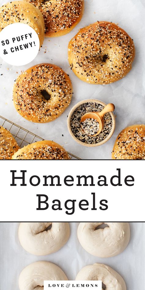 Learn how to make the BEST homemade bagels! This easy bagel recipe calls for a handful of basic ingredients, and they come out chewy and delicious every time. | Love and Lemons #bagels #baking #breakfast #brunch Easy Bagel, Bagel Recipe Easy, Einkorn Recipes, Baking Breakfast, Homemade Bagels, Bagel Recipe, Chapati, Everything Bagel, New York Style