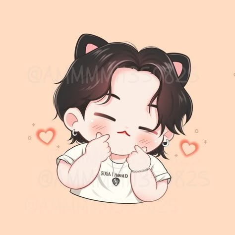 Suga Chibi Fan Art, Yoongi Anime Fanart, Yoongi Cute Fanart, Suga Chibi Cute, Yoongi Cartoon, Bts Dibujos Chibi, Suga Cartoon, Chibi Yoongi, Bts Chibi Fanart