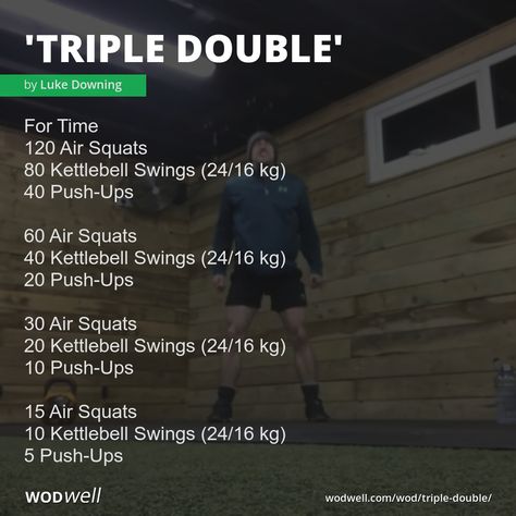 For Time; 120 Air Squats; 80 Kettlebell Swings (24/16 kg); 40 Push-Ups; 60 Air Squats; 40 Kettlebell Swings (24/16 kg); 20 Push-Ups; 30 Air Squats; 20 Kettlebell Swings (24/16 kg); 10 Push-Ups; 15 Air Squats; 10 Kettlebell Swings (24/16 kg); 5 Push-Ups Crossfit Chipper Wod, Kettlebell Conditioning Workout, Street Parking Workout, Crossfit Workout Program, Home Wod, Hybrid Training, Wods Crossfit, Crossfit Workouts Wod, Crossfit Workouts At Home