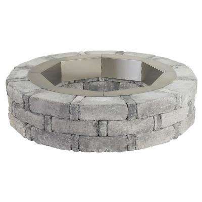 RumbleStone 46 in. x 10.5 in. Round Concrete Fire Pit Kit No. 1 in Greystone with Round Steel Insert Round Concrete Fire Pit, Fire Pit Insert, Concrete Fire Pit, Outside Fire Pits, Fire Pit Materials, Outdoor Fire Pit Designs, Fire Pit Ring, Fire Pit Landscaping, Fire Pit Kit