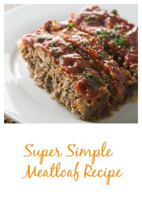 A super simple and absolutely delicious meatloaf recipe. The sauce has one "secret" ingredient that makes it over-the-top...and your kitchen will smell AMAZING! Meatloaf Recipe No Ketchup, Cheddar Meatloaf, Basic Meatloaf Recipe, Barbecue Meatloaf, Basic Meatloaf, Tasty Meatloaf Recipe, Cracker Barrel Meatloaf, Tartiflette Recipe, Dinner Crockpot