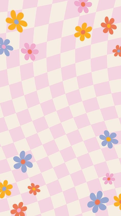 Pastel Checkered Wallpaper, Preppy Iphone Wallpaper, Summer Wallpaper Ideas, Cute Summer Wallpaper, Checkered Wallpaper, Square Wallpaper, Colorful Daisies, Iphone Wallpaper Preppy, Iphone Themes