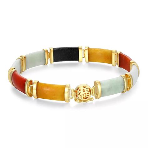 Discover elegance with the Dynasty Jade 18k Gold Over Silver "Happiness" Multicolor Jade Bracelet. This stunning piece features vibrant jade stones symbolizing prosperity and joy, perfect for any occasion. Elevate your jewelry collection with this unique blend of luxury and meaning. Ideal for gift-giving or a personal treat. Shop now to embrace timeless beauty! Gold Packaging, Bracelet Metal, Jade Bracelet, Jade Stone, Timeless Jewelry, Chain Bracelet, Timeless Beauty, Size 16, Unique Style