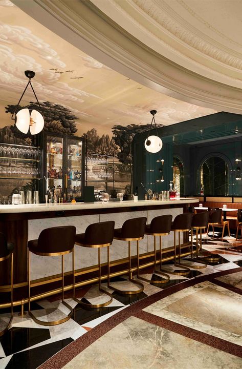 Bar Restaurant Design, Architecture Restaurant, European Cafe, Design Café, Luxury Bar, Restaurant New York, Lounge Design, Bar Design Restaurant, Mural Design