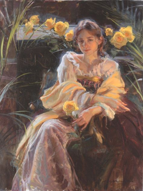 Daniel F Gerhartz - Yellow Rose Historical Art, Daniel F Gerhartz, Famous Art Paintings, Rennaissance Art, Famous Artwork, Classic Paintings, Romantic Art, Famous Art, Ethereal Art