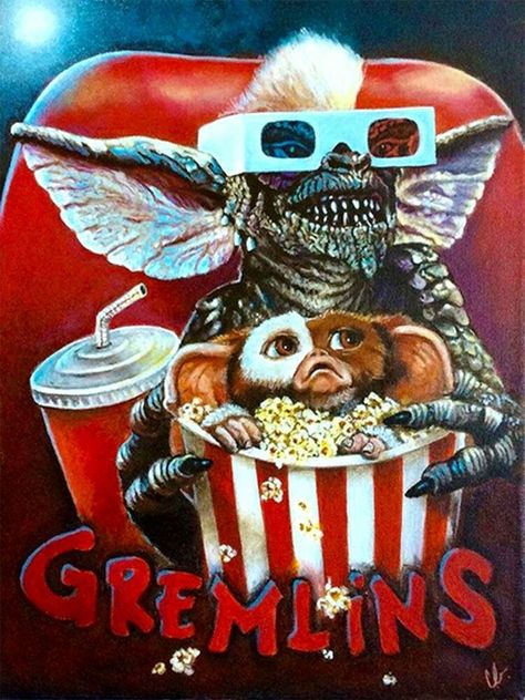 Gremlins Art, Canvas Wall Art Living Room, Metal Wall Plaques, Santa Decorations, Kids Canvas, Horror Movie Art, Metal Wall Sign, Movie Posters Vintage, Frames For Canvas Paintings