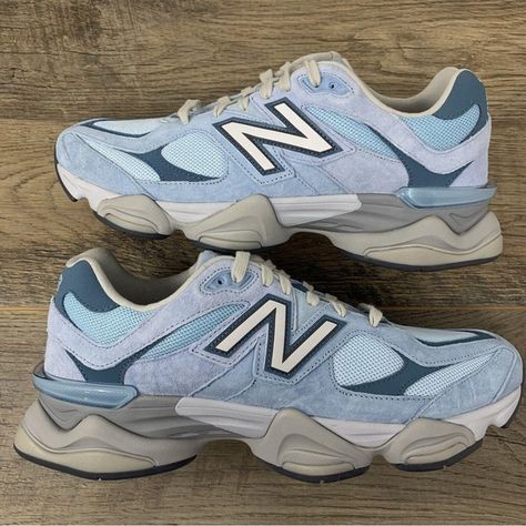 New Balance 9060 "Chrome Blue" Sneakers U9060EED — Men’s Size 10 New Balance 9060 Blue, Outfit Wishlist, White Athletic Sneakers, New Balance 9060, Shoes New Balance, Sneakers Jordans, Baseball Shoes, Pretty Shoes Sneakers, Shoes Sneakers Jordans