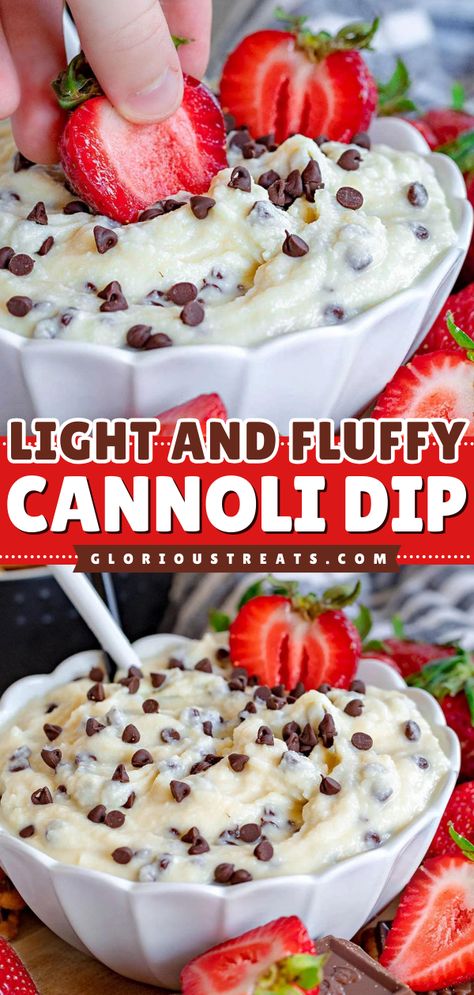 This Cannoli Dip is a light and fluffy New Year appetizer idea with just the right amount of sweetness! This homemade dip is made with only five ingredients and makes a great addition to your easy Superbowl appetizers or easy Gameday food ideas! Cannoli Recipe Dip, Canola Dip Recipe, Conoli Recipe Dip, Canoli Dip Best, Conoli Recipe, Canoli Dip Recipe, Easy Christmas Dips, Easy Superbowl Appetizers, Gameday Food Ideas