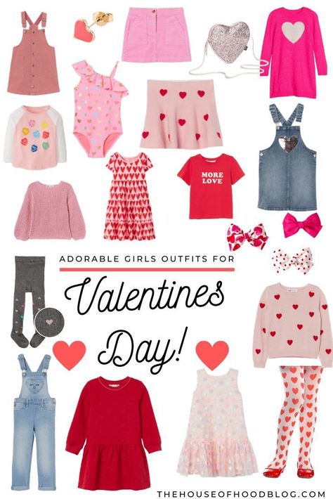 Chelsee from The House of Hood Blog shares adorable girls outfits for Valentine's Day on her blog! So many budget friendly options and now is the time to snag them before they sell out! #valentinesday #valentinesoutfits #valentinesdayoutfits #girlsstyle #girlsfashion Valentines Skirt Outfit, Skirt Outfits Pink, Valentine Skirt, Girls Valentines Outfit, Outfits For Girls, Red Valentine, Valentine Dress, Outfit Red