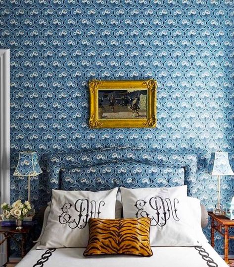 La Maison Pierre Frey on Instagram: “BALMORAL timeless print from Le Manach at @ellenniven ! #timeless #lemanach #print #interiordesign #homedecor” Leontine Linens, Blue And White Wallpaper, Padded Wall, French Style Homes, Mood Board Inspiration, Matching Wallpaper, Dreamy Bedrooms, White Rooms, Pierre Frey