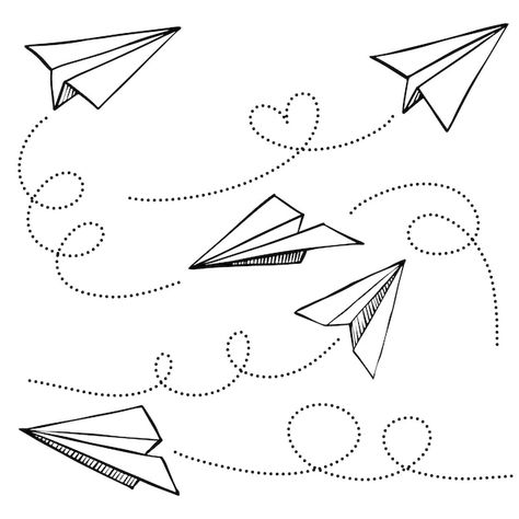 Set of doodle paper plane icon. hand dra... | Premium Vector #Freepik #vector #plane-cartoon #toy-plane #paper-airplane #paper-plane Perfect Paper Airplane, Airplane Vector Illustration, Paper Airplane Drawing, Airplane Doodle, Doodle Paper, Cute Panda Drawing, Plane Drawing, Airplane Illustration, Plane Icon