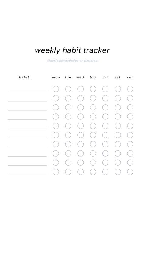 weekly habit tracker (instagram story format) Weekly Habits Tracker, Daily Habit Tracker Template, Weekly Habit Tracker Template, Daily Habits To Track, Weekly Habit Tracker Ideas, Daily Habits Tracker, Weekly Goal Tracker, Habit Tracker Printable Monthly, Habit Tracker Ideas