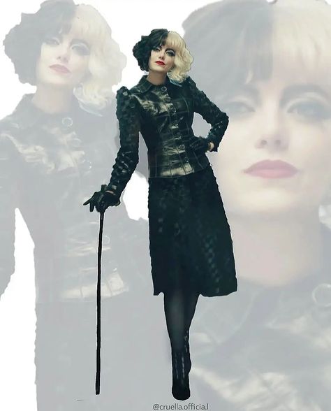 Cruella Outfits Emma Stone, Cruella Movie Outfits, Cruella Deville Emma Stone, Cruella Outfit Ideas, Cruella Deville Outfit, Cruella Style, Cruella Outfits, Cruella Fashion, Villain Fashion