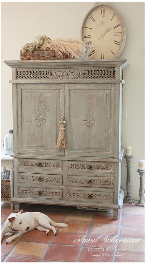 Decorate the Top of an Armoire | chatfieldcourt.com Decorating The Top Of An Armoire, Commode Shabby Chic, Neutral Flowers, Shabby Chic Decorating, Shabby Chic Dresser, Shabby Chic Bedroom, Chic Bathrooms, Shabby Chic Kitchen, Chic Kitchen