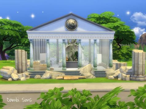 Sims 4 Ancient Ruins, Sims 4 Greek, Rustic Saunas, Roman Temple, Temple Spa, Greek Decor, Sims Stories, Greek Temple, Greek House