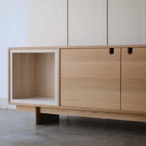 Japanese Home Office, Mcm Console, White Oak Console, Floating Credenza, White Oak Sideboard, Floating Sideboard, White Oak Furniture, Chinese Style Interior, Maple Furniture