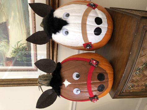 Bull Pumpkin Painting, Cat In The Hat Painted Pumpkin, Pumpkin Painting Ideas Farm Animals, Animal Pumpkins Decorating, Painted Pumpkins Animals, Cowgirl Pumpkin Painting, Cow Pumpkin Decorating, Horse Pumpkin Decorating, Painted Cow Pumpkins