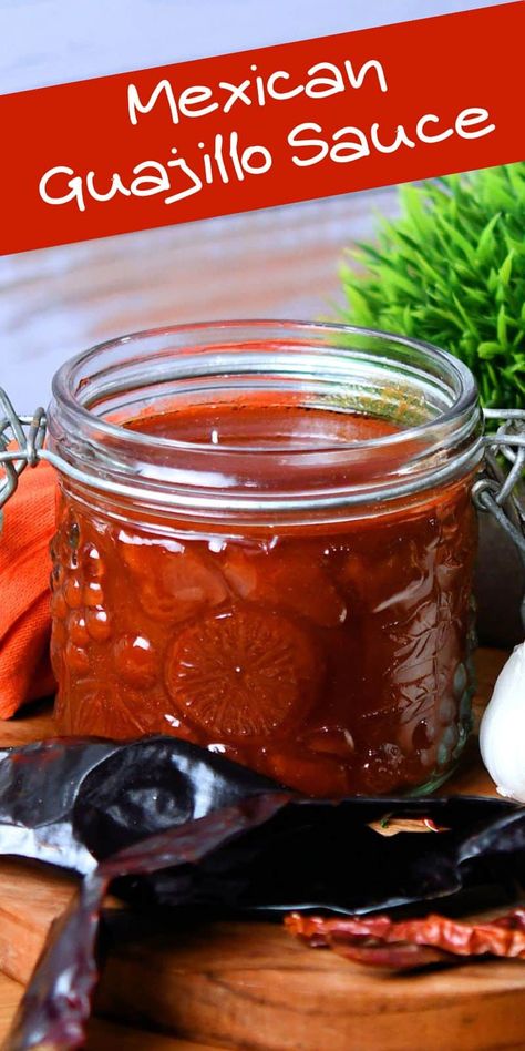 This Guajillo Sauce is the perfect Salsa Roja for any of your favorite recipes. It's perfect for enchiladas, chilaquiles or tamales or can be used as a quick condiment. Tamale Sauce, Recipe For Tacos, Guajillo Sauce, Shredded Beef Enchiladas, Mexican Salsa Recipes, Mexican Sauce, Red Chili Sauce, Recipe Mexican, Gravy Sauce