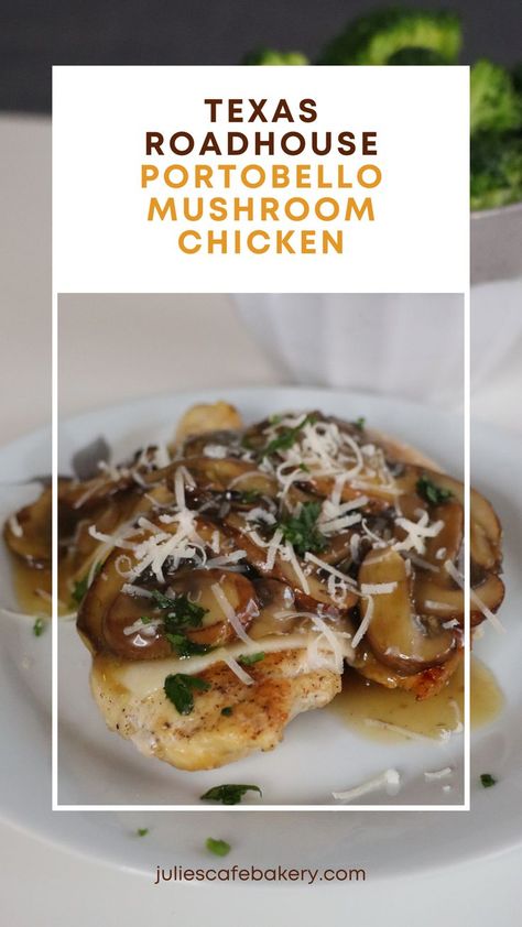 Texas Roadhouse Portobello Mushroom Chicken Easy Dinner Idea Dinner Recipe Spring Meals Portobello Chicken Recipe, Portobello Mushroom Chicken, Mushroom Sauce For Chicken, Mushroom Chicken Recipe, Portobello Mushroom Recipes, Chicken Mushroom Recipes, Dinner Meal, Texas Roadhouse, Perfect Dinner