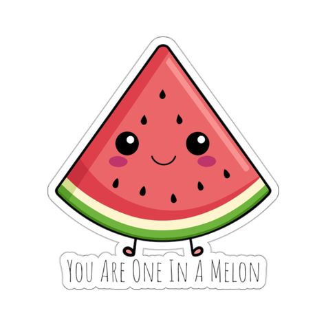 Celebrate uniqueness and sweetness with our "You Are One In A Melon" sticker! This irresistibly cute sticker features a smiling slice of watermelon, perfect for adding a splash of summer fun and positivity to your belongings or as a thoughtful gift. 🍉 Cute and Colorful: Showcases a charming watermelon slice with a big, happy smile. 💚 Sweet Sentiment: Emphasizes a special message of uniqueness with the pun "You Are One In A Melon." 🎁 Perfect for Any Occasion: Great for birthdays, thank you gif Cute Big Stickers, Your One In A Melon, You Are One In A Melon, Cute Fruit Stickers, Watermelon Kawaii, Kawaii Watermelon, Watermelon Sticker, Sweet Sticker, Big Stickers