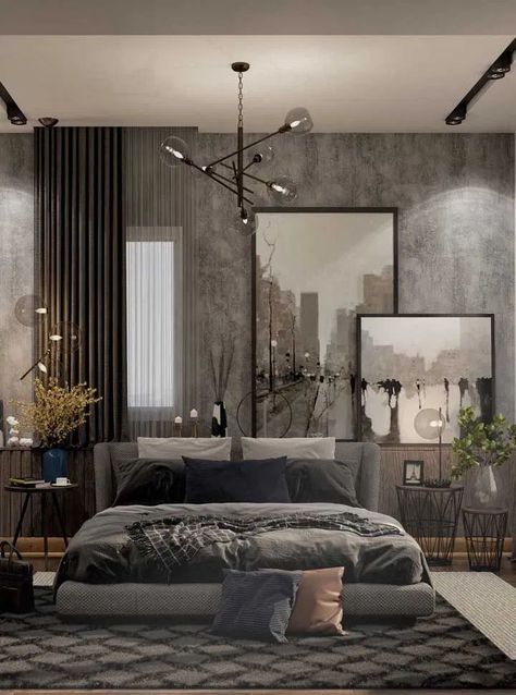 60 Industrial Bedroom Ideas and Design Tips to Try - Cozy Home 101 Industrial Modern Bedroom, Industrial Bedroom Design, Industrial Room, Contemporary Bedroom Design, Industrial Bedroom, Industrial Interior Design, Modern Bedroom Furniture, Gray Bedroom, Modern Bedroom Design