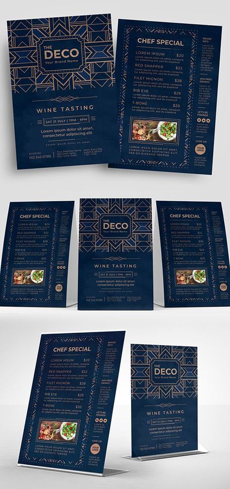 Luxury Food Menu Design, Premium Menu Design, Blue Menu Design, Art Deco Menu Design, Thai Menu Design, Hotel Menu Design, Luxury Menu Design, Art Deco Menu, Menu Engineering