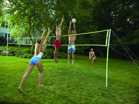 Challenge your family to a classic game of volleyball - in the comfort of your own backyard! Backyard Volleyball, Outdoor Volleyball Net, Outdoor Volleyball, Volleyball Equipment, Volleyball Set, Volleyball Net, Graduation Party Themes, Volleyball Games, Basketball Photography