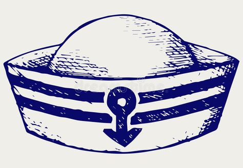 Sailor Illustration, Navy Tattoos, Cap Drawing, Sailor Theme, Duck Tattoos, Easy Crafts To Sell, Sailor Cap, Bird Quotes, Cat Doodle