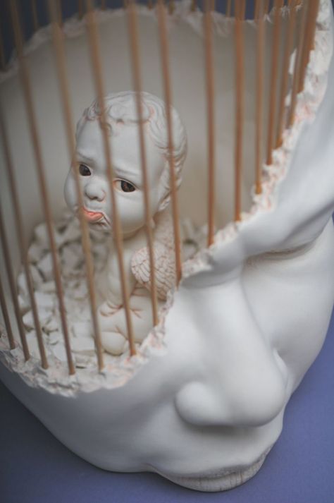 Johnson Tsang, Cherub Sculpture, Deco Originale, Unusual Art, Gcse Art, Portrait Sculpture, Contemporary Ceramics, Sculpture Clay, Porcelain Ceramics