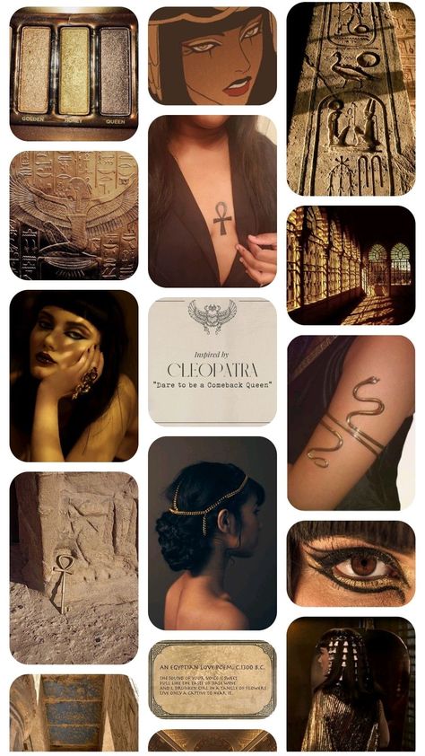 Queen Cleopatra Aesthetic, Egyptian Goddess Aesthetic, Egyptology Aesthetic, Egyptian Aesthetic Ancient Egypt, Cleopatra Vibes, Cleopatra Aesthetic, Aesthetic Egypt, Mythology Egyptian, Egyptian Outfit