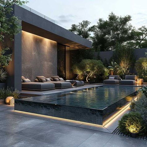 19+ Chic Pool Landscaping Designs to Elevate Your Outdoor Space • 333+ Images • [ArtFacade] Moderne Pools, Dream Backyard Pool, Pool Landscape Design, Luxury Pools, Modern Pools, Lifestyle Ideas, Backyard Pool Designs, Luxury Pool, House Outside Design