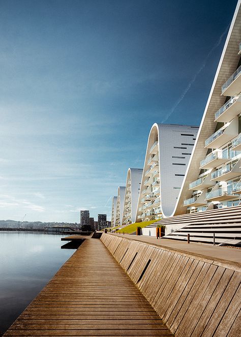 The Wave - Vejle on Behance Aarhus, Vejle, Vejle Denmark, Denmark Aesthetic, Classic Facade, Henning Larsen, Danish Architecture, Futuristic Building, Dream Trips