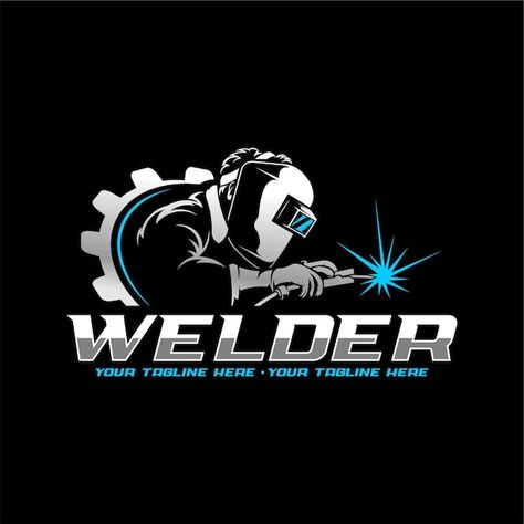 Vector a welder logo with a gear on it | Premium Vector #Freepik #vector #welding-logo #welder #welding Welder Logo, Welding Videos, Welding Stickers, Welding Logo, Solar Energy Design, Welding Design, Gate Wall Design, Logo With A, Welding And Fabrication