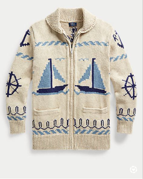 Shawl Sweater, Shawl Cardigan, 자수 디자인, Ralph Lauren Sweater, Blue Sweaters, Sweater Outfits, Polo Ralph, Sweater Cardigan, Nautical